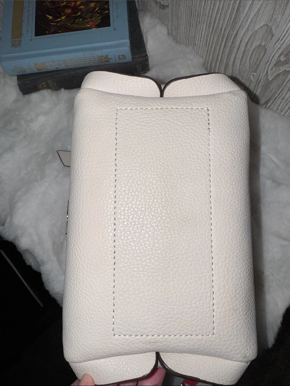 kate spade Cream Pebbled Leather Shoulder Bag with Black Trim